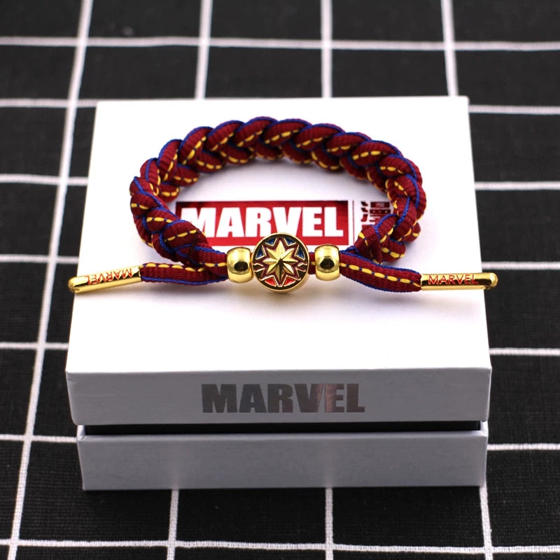 Marvel Avengers Spiderman Iron Man Captain America Thor Hulk Black Panther Venom Black Widow Doctor Strange Braided Bracelet Adjustable Woven Rope Charm Wristband Jewelry Gift For Men Women Fans