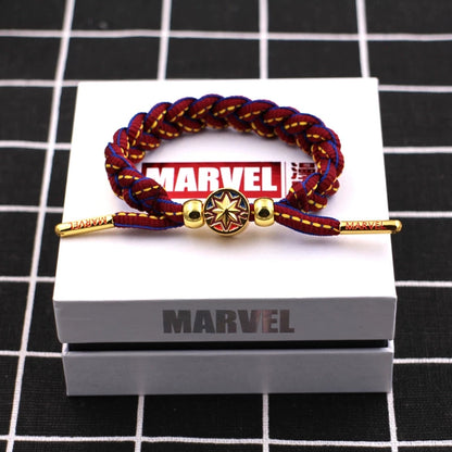 Marvel Avengers Spiderman Iron Man Captain America Thor Hulk Black Panther Venom Black Widow Doctor Strange Braided Bracelet Adjustable Woven Rope Charm Wristband Jewelry Gift For Men Women Fans
