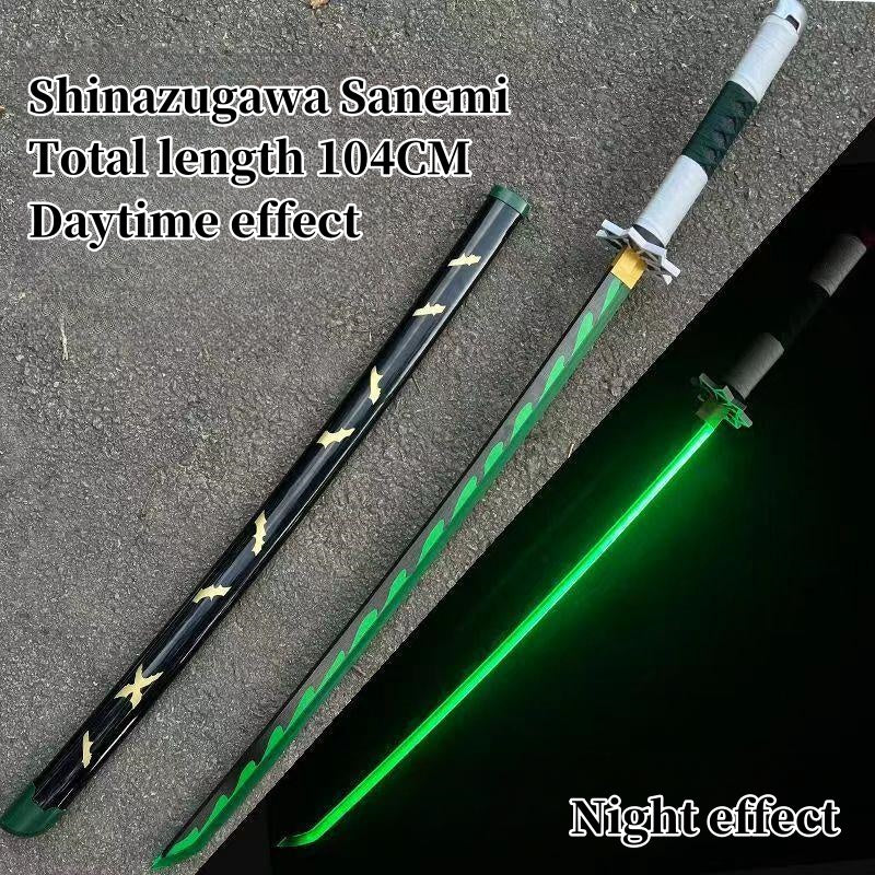 Demon Slayer Tanjiro Zenitsu Rengoku Kokushibo Sanemi Mitsuri LED Light‑Up Nichirin Sword Bamboo Blade Cosplay Prop With Scabbard Halloween Costume Accessory
