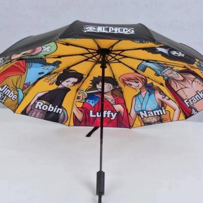 One Piece Monkey D Luffy Roronoa Zoro Nami Automatic Folding Umbrella, UPF50+ UV Protection Rain Sun Windproof Compact Portable Anime Printed Travel Umbrella