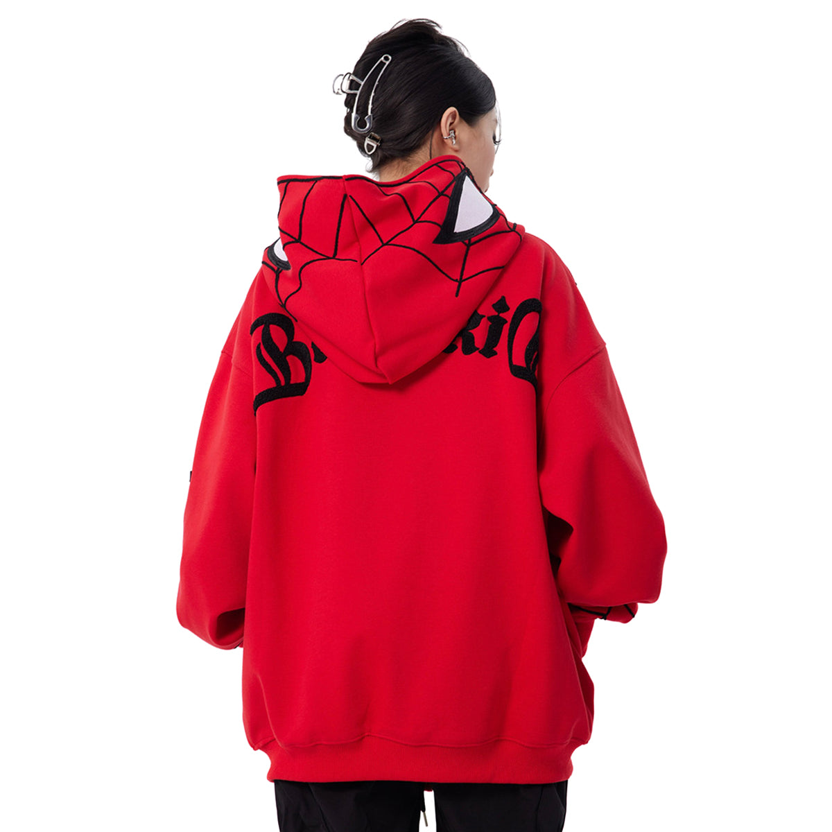 Spider‑Man Peter Parker Full Zip Up Hoodie With Mask Face Cover, Chenille Embroidery Spider Graphic Oversized Cosplay Hooded Sweatshirt For Men Women