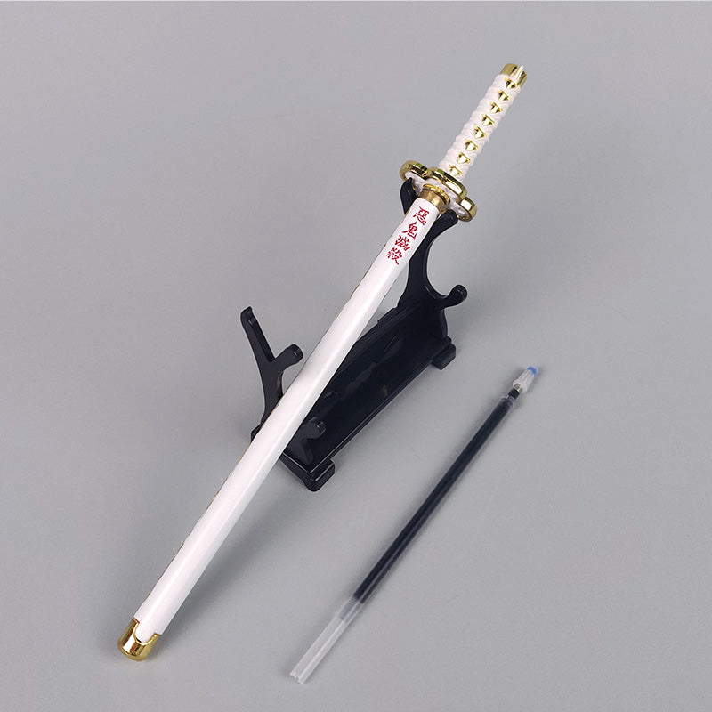 Demon Slayer Tanjiro Nezuko Zenitsu Inosuke Katana Pen, Anime Sword Shape Gel Pen With Display Stand, Refillable Writing Stationery Collectible Gift For Anime Fans