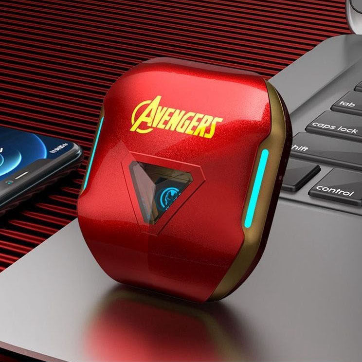 Marvel Avengers Iron Man Captain America Black Panther True Wireless Bluetooth 5.3 Earbuds HIFI Stereo Sound Touch Control In‑Ear Gaming Headphones with Charging Case for Sports Daily Use