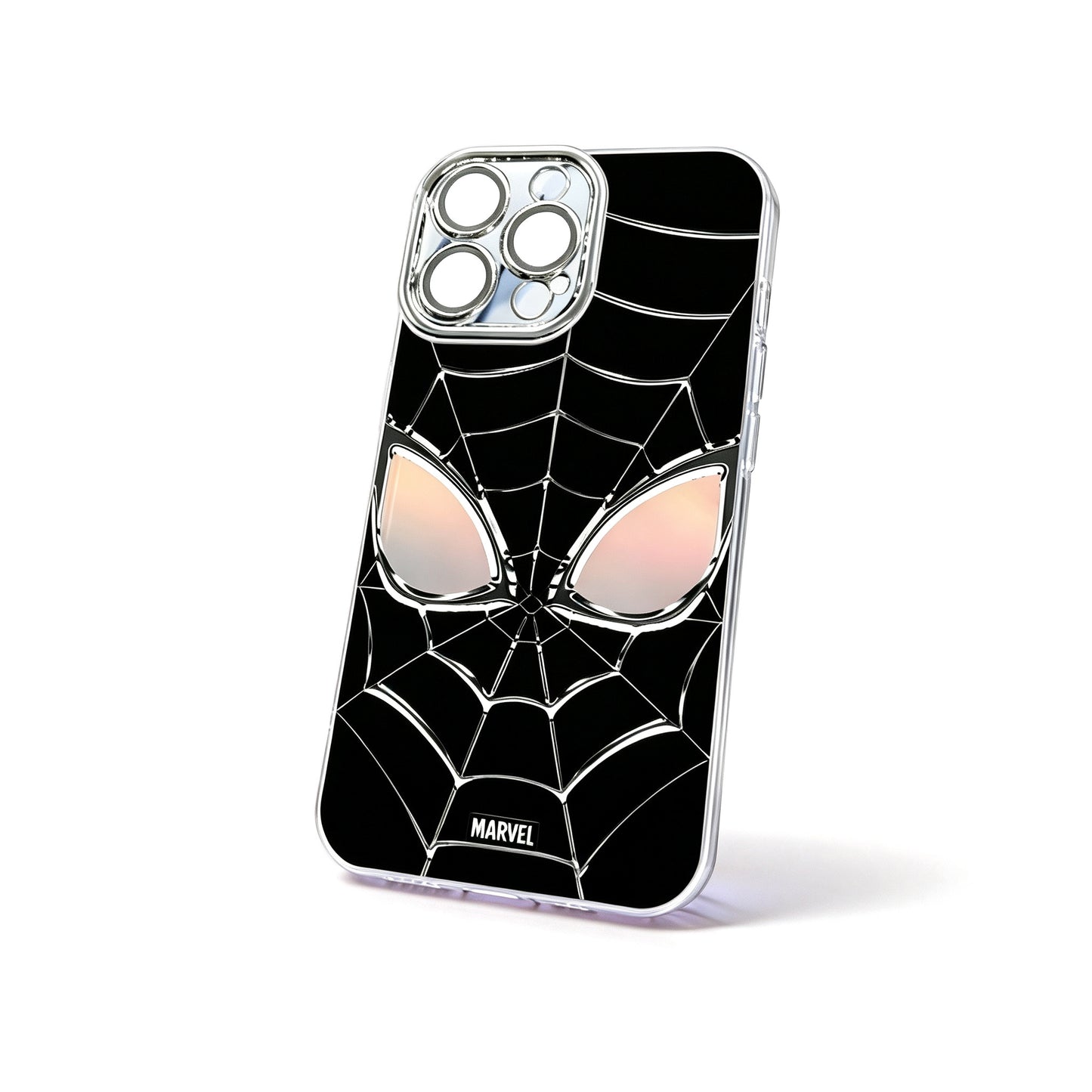Marvel Spider‑Man Phone Case 3‑in‑1 Removable Lens Frame Shockproof Airbag Protective Cover Cool Web Pattern Anime Cell Phone Shell For Iphone