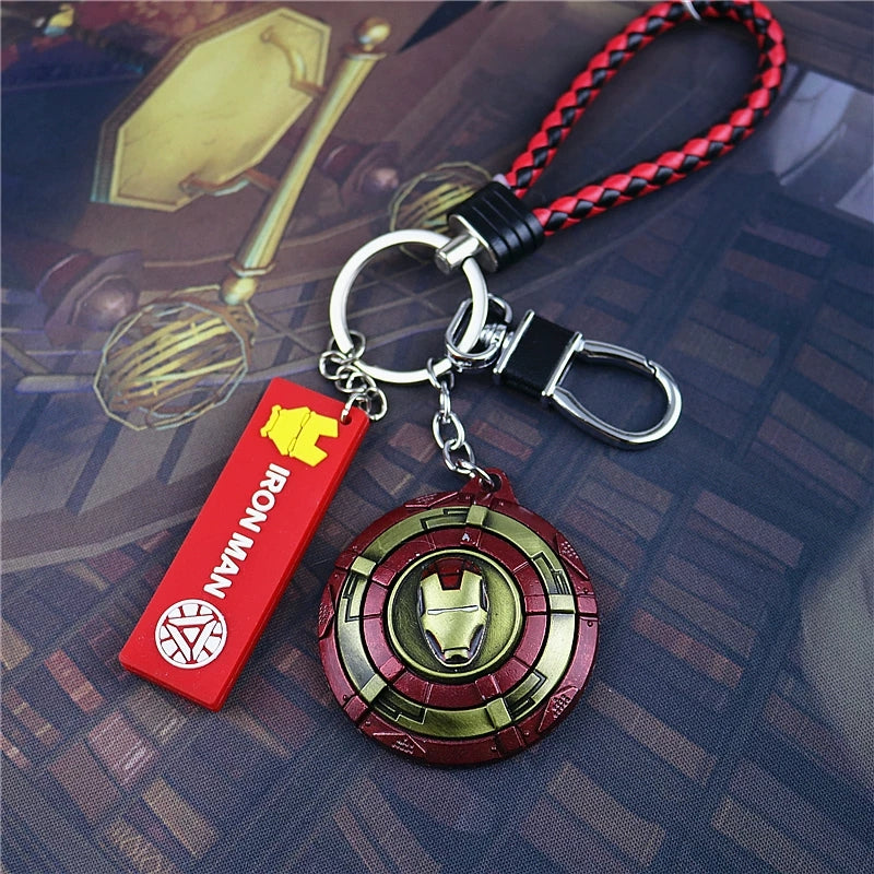 Marvel The Avengers Spider-Man Iron Man Captain America Black Panther Deadpool Thanos Venom Braided Leather Keychain Metal Pendant Carabiner Clip Key Ring Wrist Lanyard Anime Superhero Cosplay Gift For Fans Multiple Styles