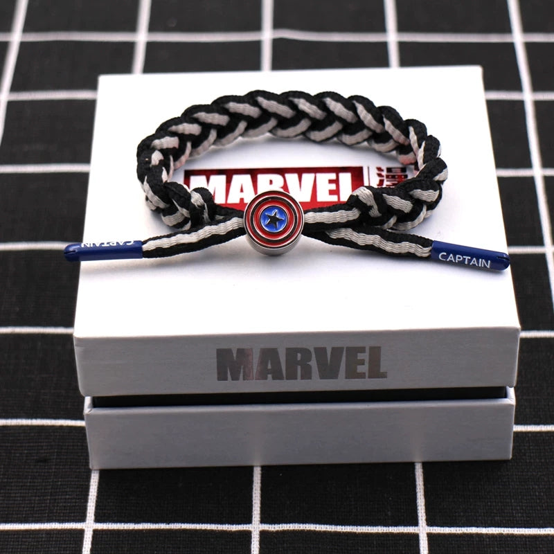 Marvel Avengers Spiderman Iron Man Captain America Thor Hulk Black Panther Venom Black Widow Doctor Strange Braided Bracelet Adjustable Woven Rope Charm Wristband Jewelry Gift For Men Women Fans