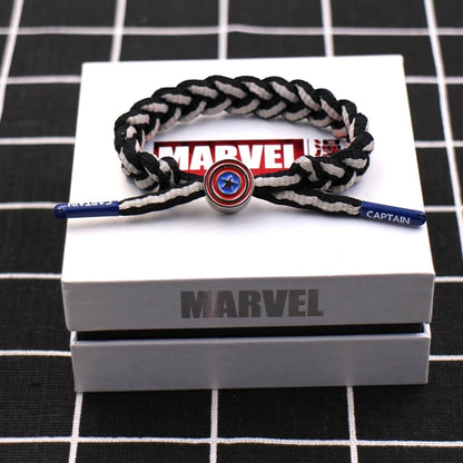Marvel Avengers Spiderman Iron Man Captain America Thor Hulk Black Panther Venom Black Widow Doctor Strange Braided Bracelet Adjustable Woven Rope Charm Wristband Jewelry Gift For Men Women Fans