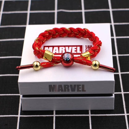 Marvel Avengers Spiderman Iron Man Captain America Thor Hulk Black Panther Venom Black Widow Doctor Strange Braided Bracelet Adjustable Woven Rope Charm Wristband Jewelry Gift For Men Women Fans