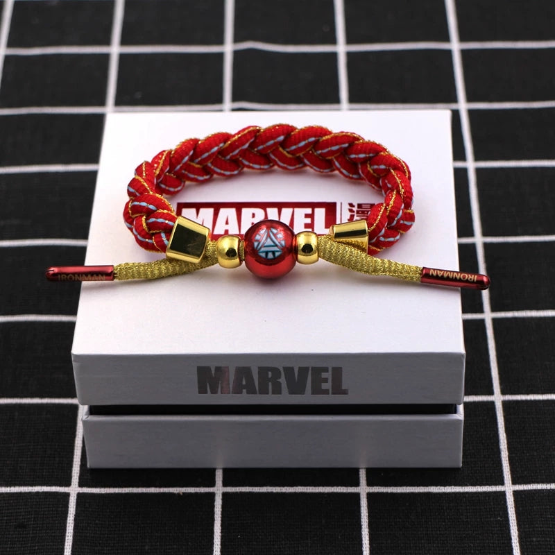 Marvel Avengers Spiderman Iron Man Captain America Thor Hulk Black Panther Venom Black Widow Doctor Strange Braided Bracelet Adjustable Woven Rope Charm Wristband Jewelry Gift For Men Women Fans