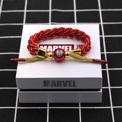 Marvel Avengers Spiderman Iron Man Captain America Thor Hulk Black Panther Venom Black Widow Doctor Strange Braided Bracelet Adjustable Woven Rope Charm Wristband Jewelry Gift For Men Women Fans