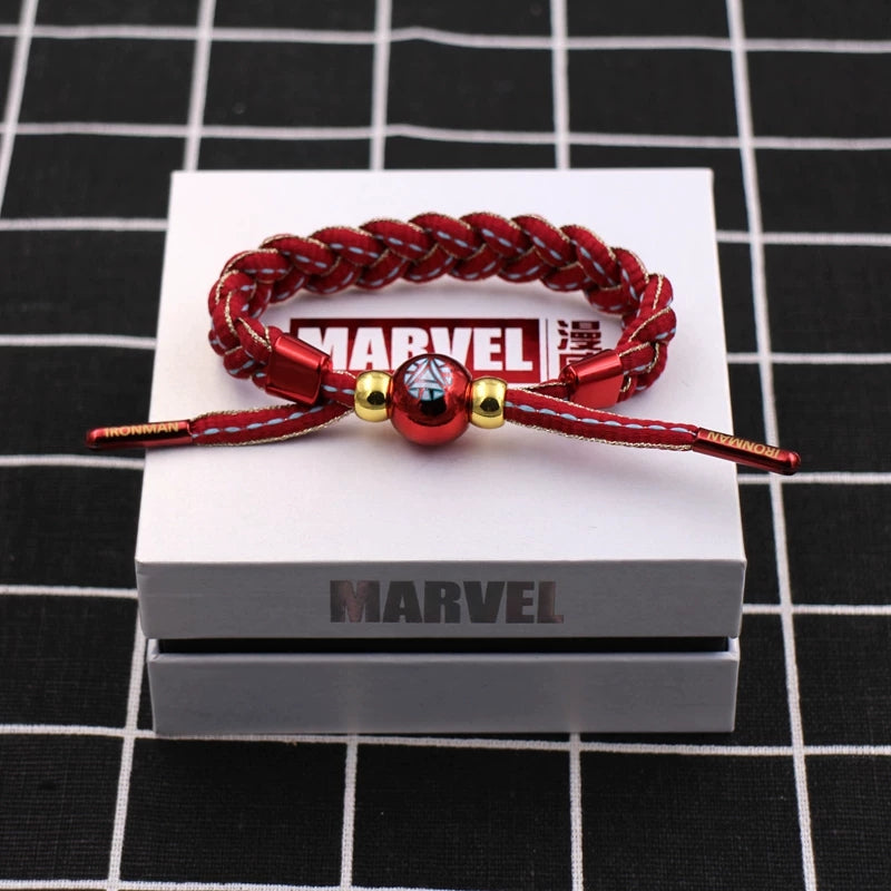 Marvel Avengers Spiderman Iron Man Captain America Thor Hulk Black Panther Venom Black Widow Doctor Strange Braided Bracelet Adjustable Woven Rope Charm Wristband Jewelry Gift For Men Women Fans