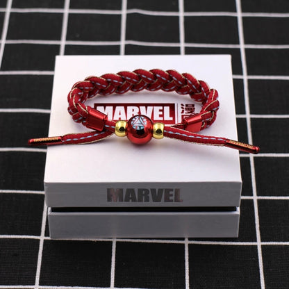 Marvel Avengers Spiderman Iron Man Captain America Thor Hulk Black Panther Venom Black Widow Doctor Strange Braided Bracelet Adjustable Woven Rope Charm Wristband Jewelry Gift For Men Women Fans