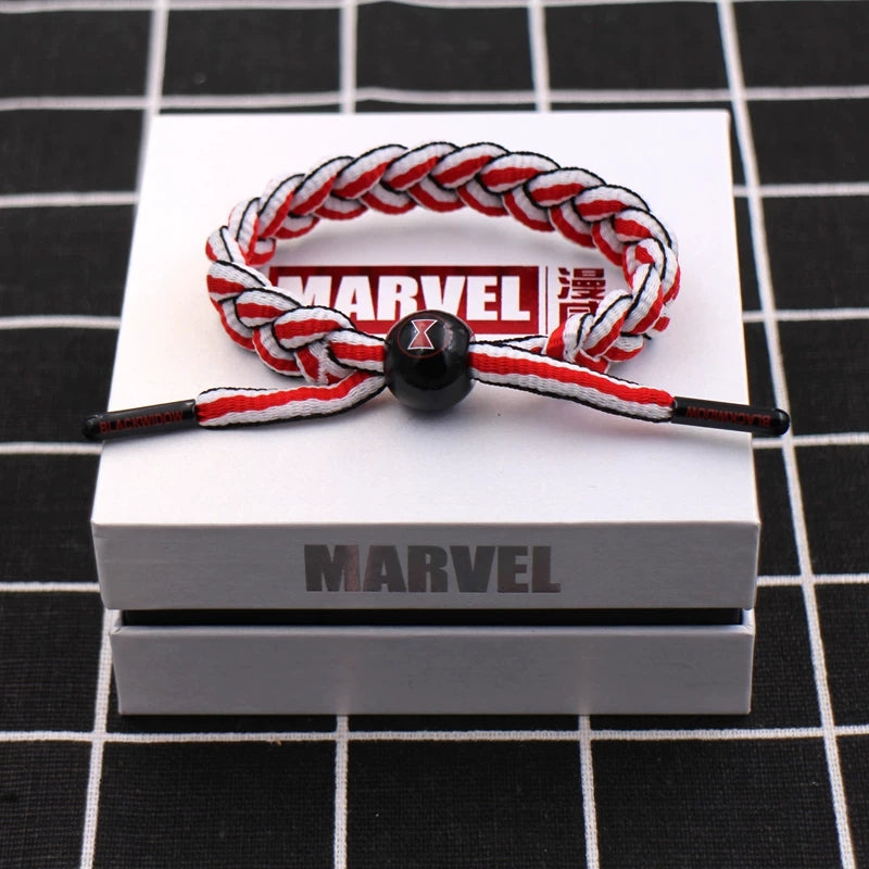 Marvel Avengers Spiderman Iron Man Captain America Thor Hulk Black Panther Venom Black Widow Doctor Strange Braided Bracelet Adjustable Woven Rope Charm Wristband Jewelry Gift For Men Women Fans