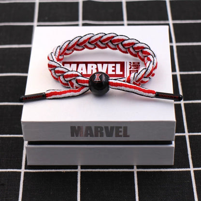 Marvel Avengers Spiderman Iron Man Captain America Thor Hulk Black Panther Venom Black Widow Doctor Strange Braided Bracelet Adjustable Woven Rope Charm Wristband Jewelry Gift For Men Women Fans