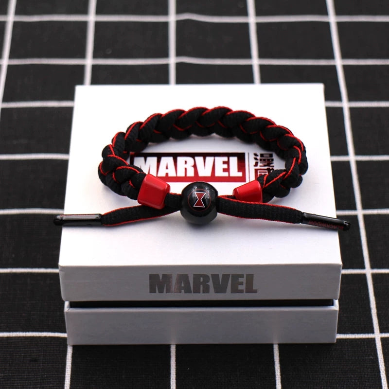 Marvel Avengers Spiderman Iron Man Captain America Thor Hulk Black Panther Venom Black Widow Doctor Strange Braided Bracelet Adjustable Woven Rope Charm Wristband Jewelry Gift For Men Women Fans