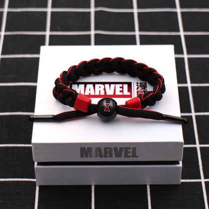 Marvel Avengers Spiderman Iron Man Captain America Thor Hulk Black Panther Venom Black Widow Doctor Strange Braided Bracelet Adjustable Woven Rope Charm Wristband Jewelry Gift For Men Women Fans