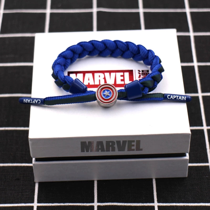 Marvel Avengers Spiderman Iron Man Captain America Thor Hulk Black Panther Venom Black Widow Doctor Strange Braided Bracelet Adjustable Woven Rope Charm Wristband Jewelry Gift For Men Women Fans