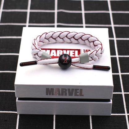 Marvel Avengers Spiderman Iron Man Captain America Thor Hulk Black Panther Venom Black Widow Doctor Strange Braided Bracelet Adjustable Woven Rope Charm Wristband Jewelry Gift For Men Women Fans