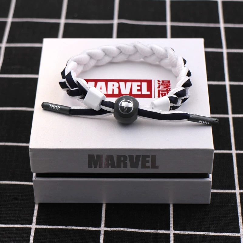 Marvel Avengers Spiderman Iron Man Captain America Thor Hulk Black Panther Venom Black Widow Doctor Strange Braided Bracelet Adjustable Woven Rope Charm Wristband Jewelry Gift For Men Women Fans