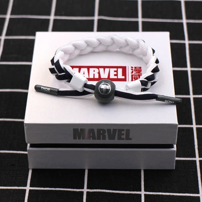 Marvel Avengers Spiderman Iron Man Captain America Thor Hulk Black Panther Venom Black Widow Doctor Strange Braided Bracelet Adjustable Woven Rope Charm Wristband Jewelry Gift For Men Women Fans