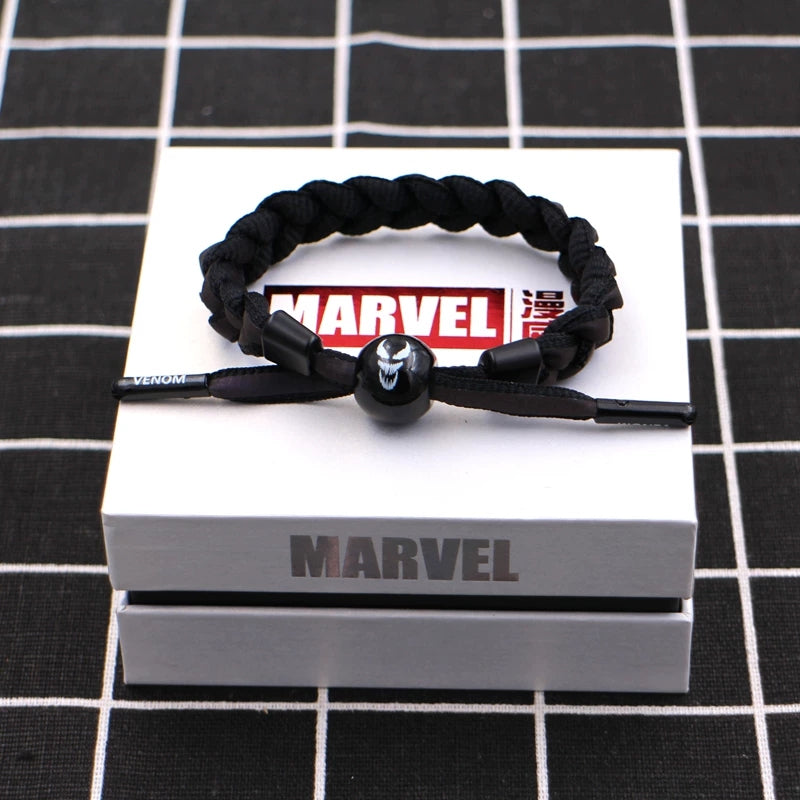 Marvel Avengers Spiderman Iron Man Captain America Thor Hulk Black Panther Venom Black Widow Doctor Strange Braided Bracelet Adjustable Woven Rope Charm Wristband Jewelry Gift For Men Women Fans