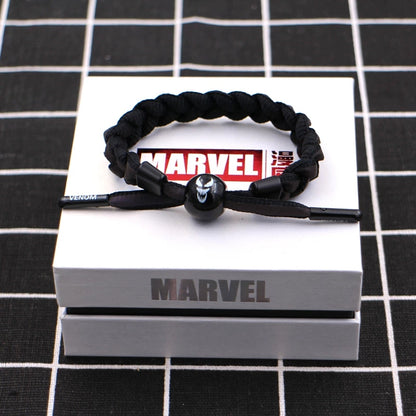 Marvel Avengers Spiderman Iron Man Captain America Thor Hulk Black Panther Venom Black Widow Doctor Strange Braided Bracelet Adjustable Woven Rope Charm Wristband Jewelry Gift For Men Women Fans