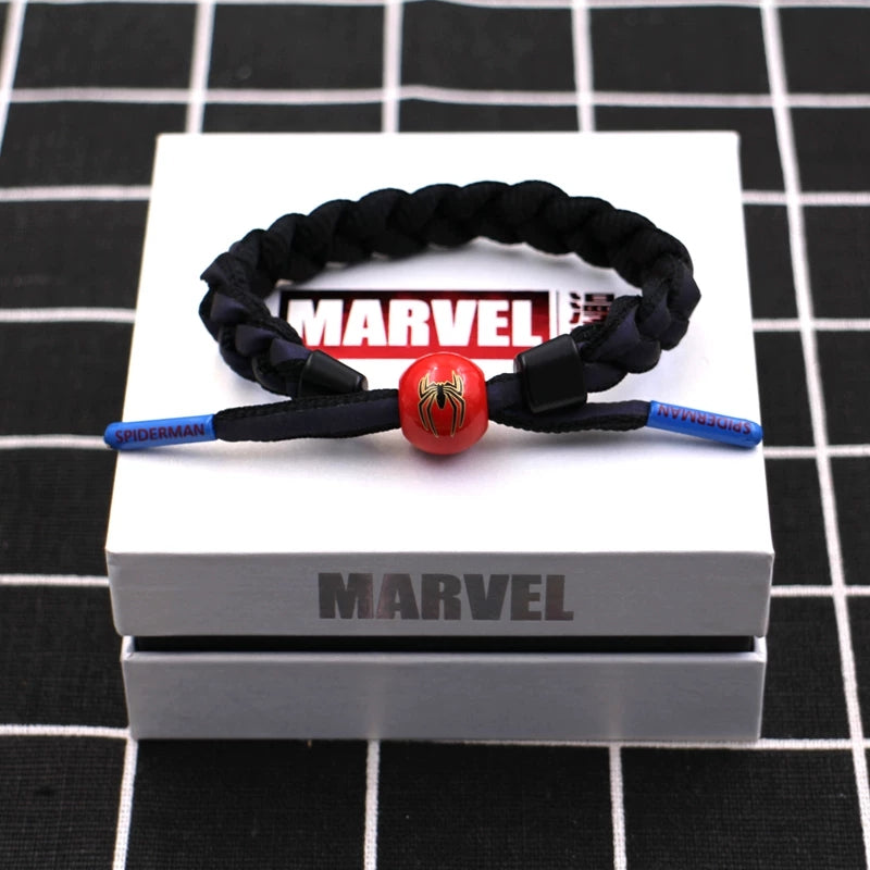 Marvel Avengers Spiderman Iron Man Captain America Thor Hulk Black Panther Venom Black Widow Doctor Strange Braided Bracelet Adjustable Woven Rope Charm Wristband Jewelry Gift For Men Women Fans