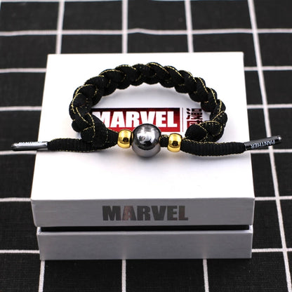 Marvel Avengers Spiderman Iron Man Captain America Thor Hulk Black Panther Venom Black Widow Doctor Strange Braided Bracelet Adjustable Woven Rope Charm Wristband Jewelry Gift For Men Women Fans