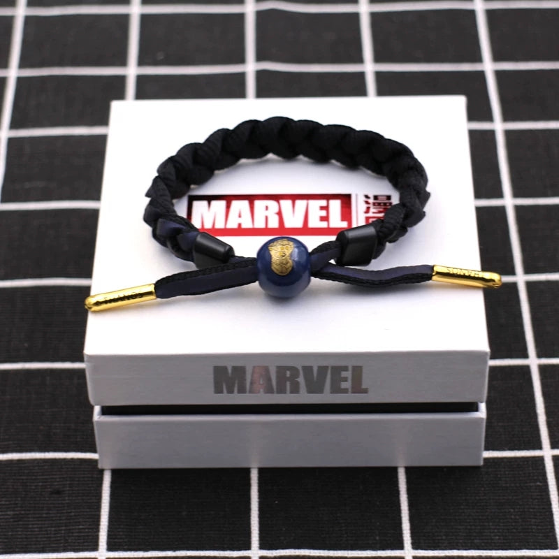 Marvel Avengers Spiderman Iron Man Captain America Thor Hulk Black Panther Venom Black Widow Doctor Strange Braided Bracelet Adjustable Woven Rope Charm Wristband Jewelry Gift For Men Women Fans