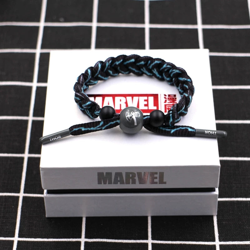 Marvel Avengers Spiderman Iron Man Captain America Thor Hulk Black Panther Venom Black Widow Doctor Strange Braided Bracelet Adjustable Woven Rope Charm Wristband Jewelry Gift For Men Women Fans