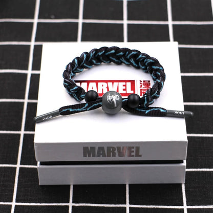 Marvel Avengers Spiderman Iron Man Captain America Thor Hulk Black Panther Venom Black Widow Doctor Strange Braided Bracelet Adjustable Woven Rope Charm Wristband Jewelry Gift For Men Women Fans