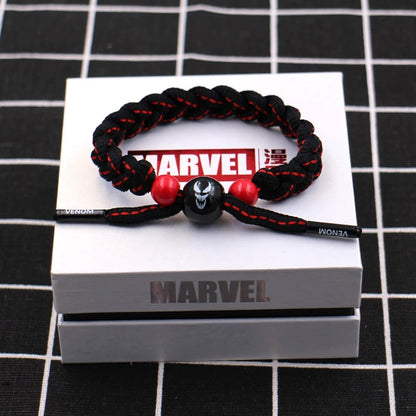 Marvel Avengers Spiderman Iron Man Captain America Thor Hulk Black Panther Venom Black Widow Doctor Strange Braided Bracelet Adjustable Woven Rope Charm Wristband Jewelry Gift For Men Women Fans