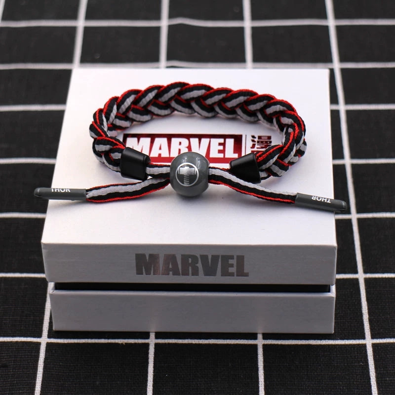 Marvel Avengers Spiderman Iron Man Captain America Thor Hulk Black Panther Venom Black Widow Doctor Strange Braided Bracelet Adjustable Woven Rope Charm Wristband Jewelry Gift For Men Women Fans