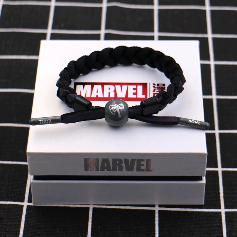 Marvel Avengers Spiderman Iron Man Captain America Thor Hulk Black Panther Venom Black Widow Doctor Strange Braided Bracelet Adjustable Woven Rope Charm Wristband Jewelry Gift For Men Women Fans
