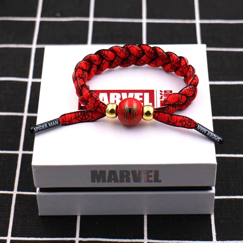 Marvel Avengers Spiderman Iron Man Captain America Thor Hulk Black Panther Venom Black Widow Doctor Strange Braided Bracelet Adjustable Woven Rope Charm Wristband Jewelry Gift For Men Women Fans