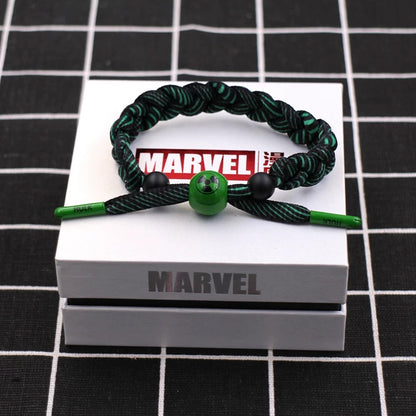 Marvel Avengers Spiderman Iron Man Captain America Thor Hulk Black Panther Venom Black Widow Doctor Strange Braided Bracelet Adjustable Woven Rope Charm Wristband Jewelry Gift For Men Women Fans