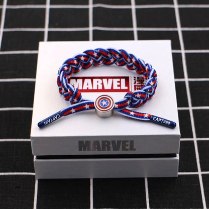 Marvel Avengers Spiderman Iron Man Captain America Thor Hulk Black Panther Venom Black Widow Doctor Strange Braided Bracelet Adjustable Woven Rope Charm Wristband Jewelry Gift For Men Women Fans